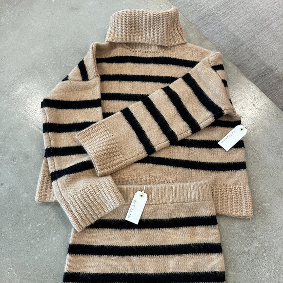 Vici Black and Tan Striped Turtleneck Sweater Dress - Picture 2 of 4